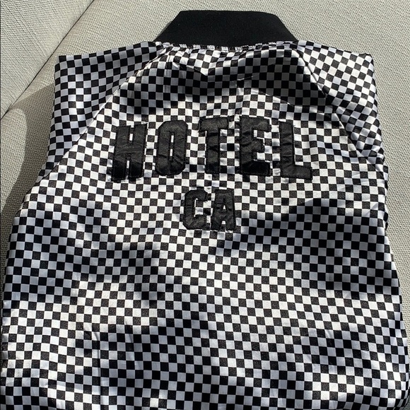 Hotel 1171 Classic Checkered Satin Bomber Jacket - Picture 4 of 8